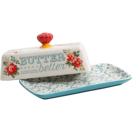 Floral Salt and Pepper and Butter Dish Set