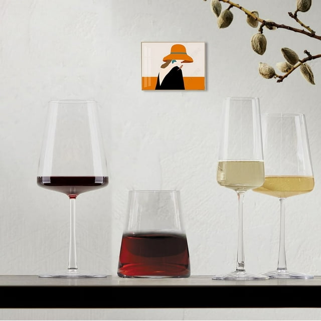 Clear Flared Red Wine Glass with Stem -4 Pcs