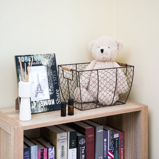 Decorative Basket with Wood Handles, Wood Basket, Storage Basket, Fruit Basket -12.2x8x7.28