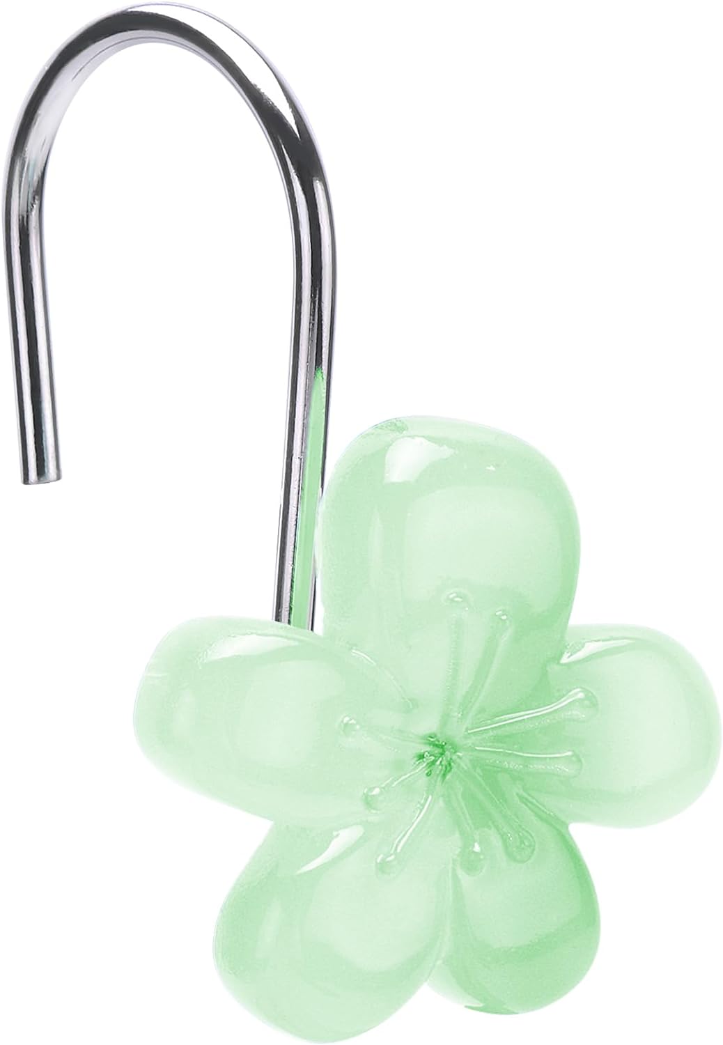 Flower Shower Curtain Hooks, Floral Themed Elegant Bathroom Decor, Curtain Hooks -Pack of 12