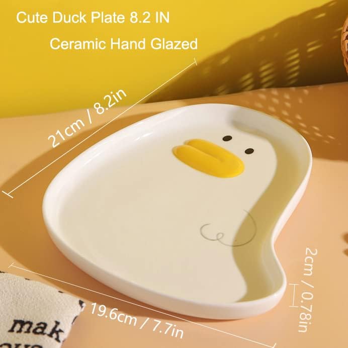 Duck Plate, Ceramic Hand Glazed, Breakfast Plate -8.2in