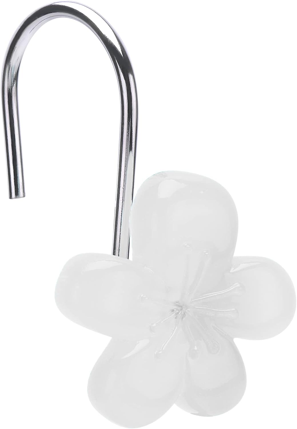 Flower Shower Curtain Hooks, Floral Themed Elegant Bathroom Decor, Curtain Hooks -Pack of 12