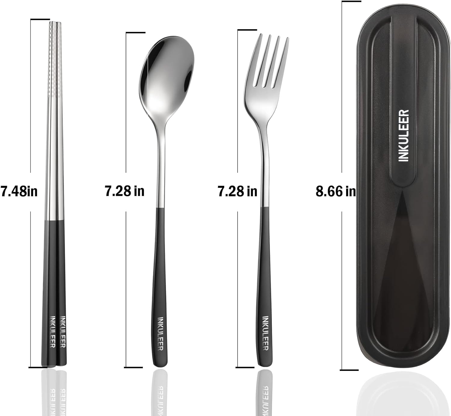 Travel cutlery set, Stainless Steel Cutlery, Reusable utensils set with case, Portable Silverware -18/8