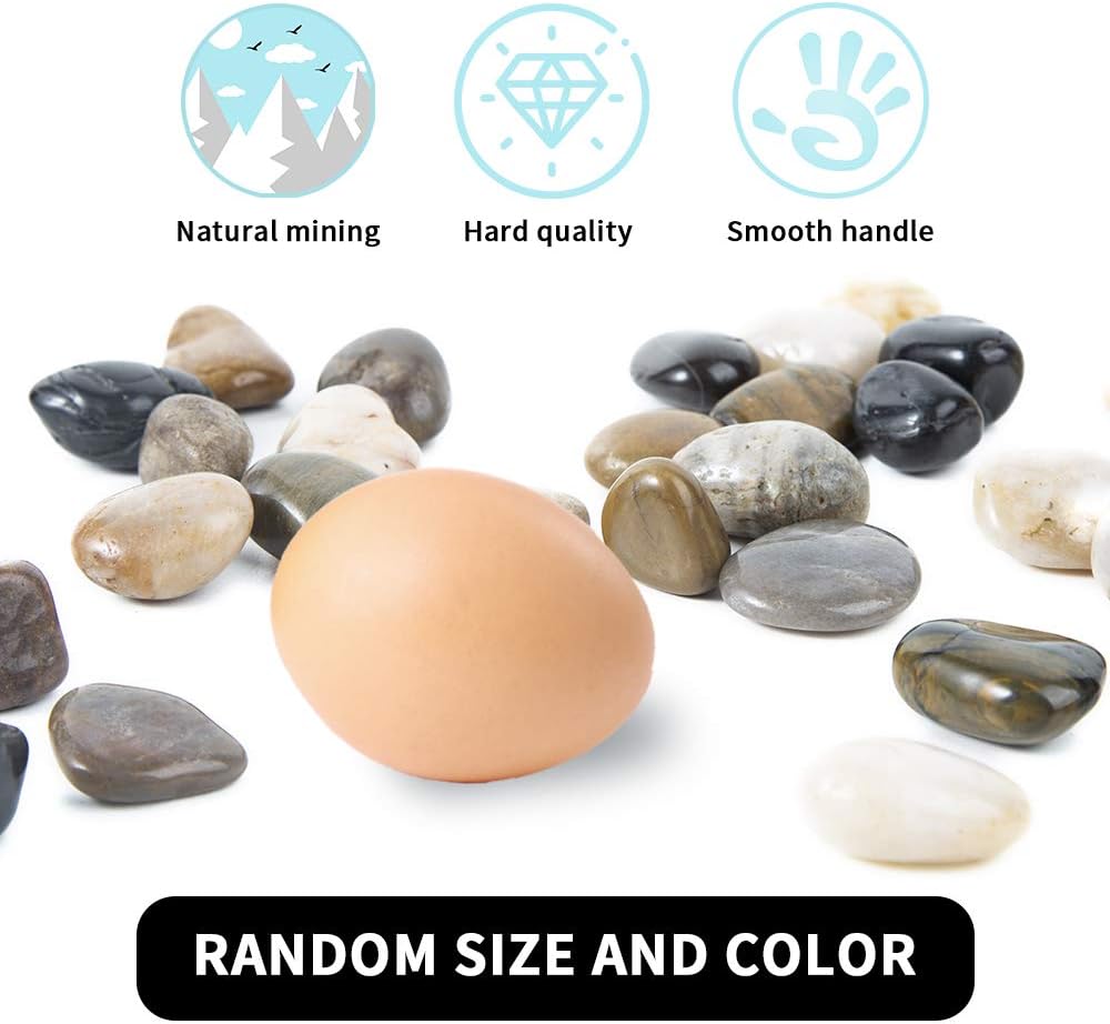 Pebbles Polished Gravel, Natural Polished Mixed Color Stones, Decorative Pebbles -2 Pounds (32-Oz)