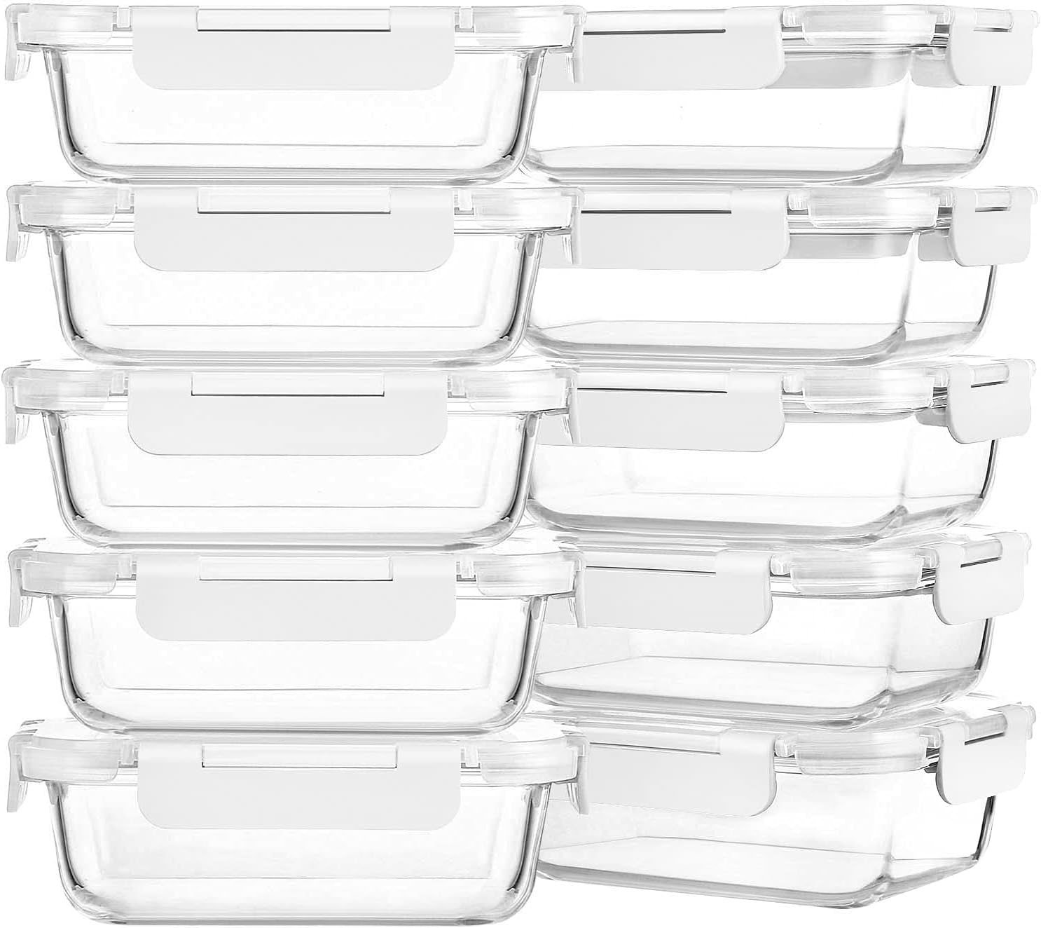 Glass Meal Prep Containers, Glass Food Storage Containers with lids, Lunch Containers -Pack of 10 (22 oz)