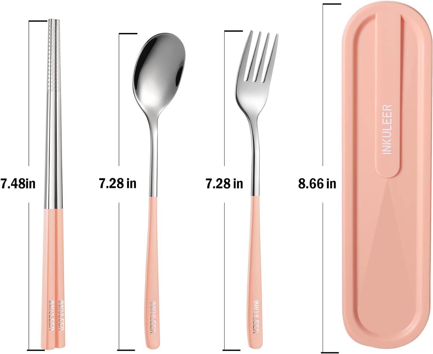 Travel cutlery set, Stainless Steel Cutlery, Reusable utensils set with case, Portable Silverware -18/8