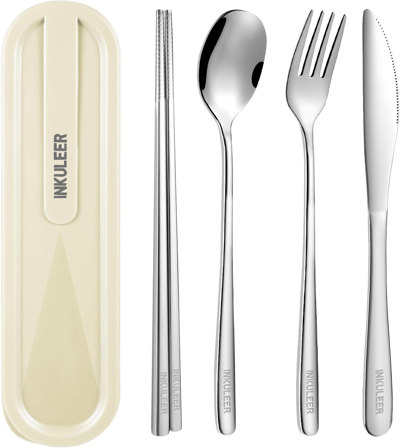 Travel cutlery set, Stainless Steel Cutlery, Reusable utensils set with case, Portable Silverware -18/8