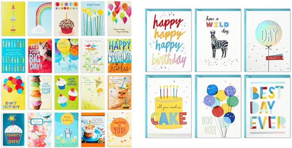 Birthday Cards Assortment, Birthday Card with Envelope -­Pack of 20