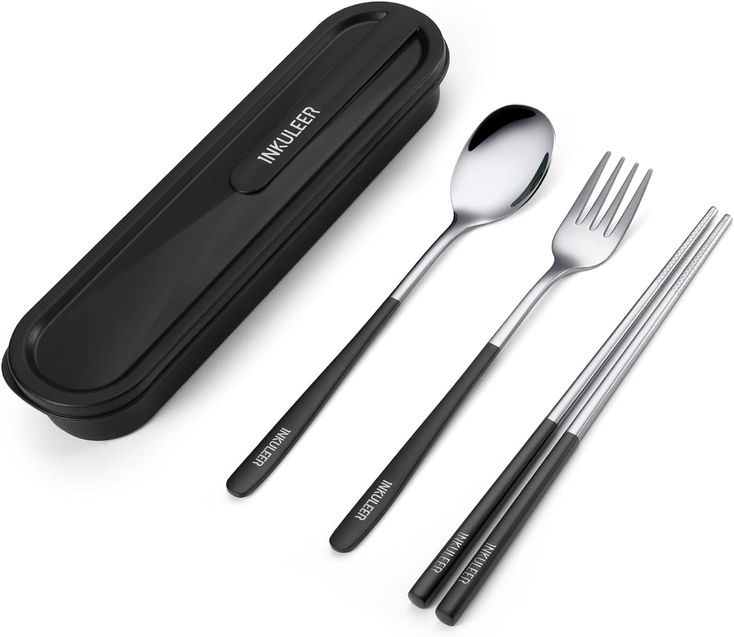 Travel cutlery set, Stainless Steel Cutlery, Reusable utensils set with case, Portable Silverware -18/8