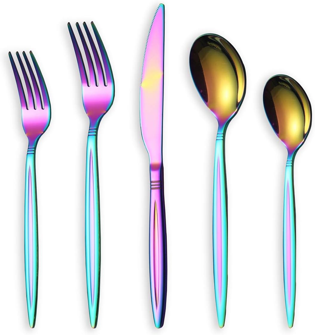 Flatware Set 20 Pieces, Stainless Steel Colorful Silverware Set, Cutlery Set, Utensil Set