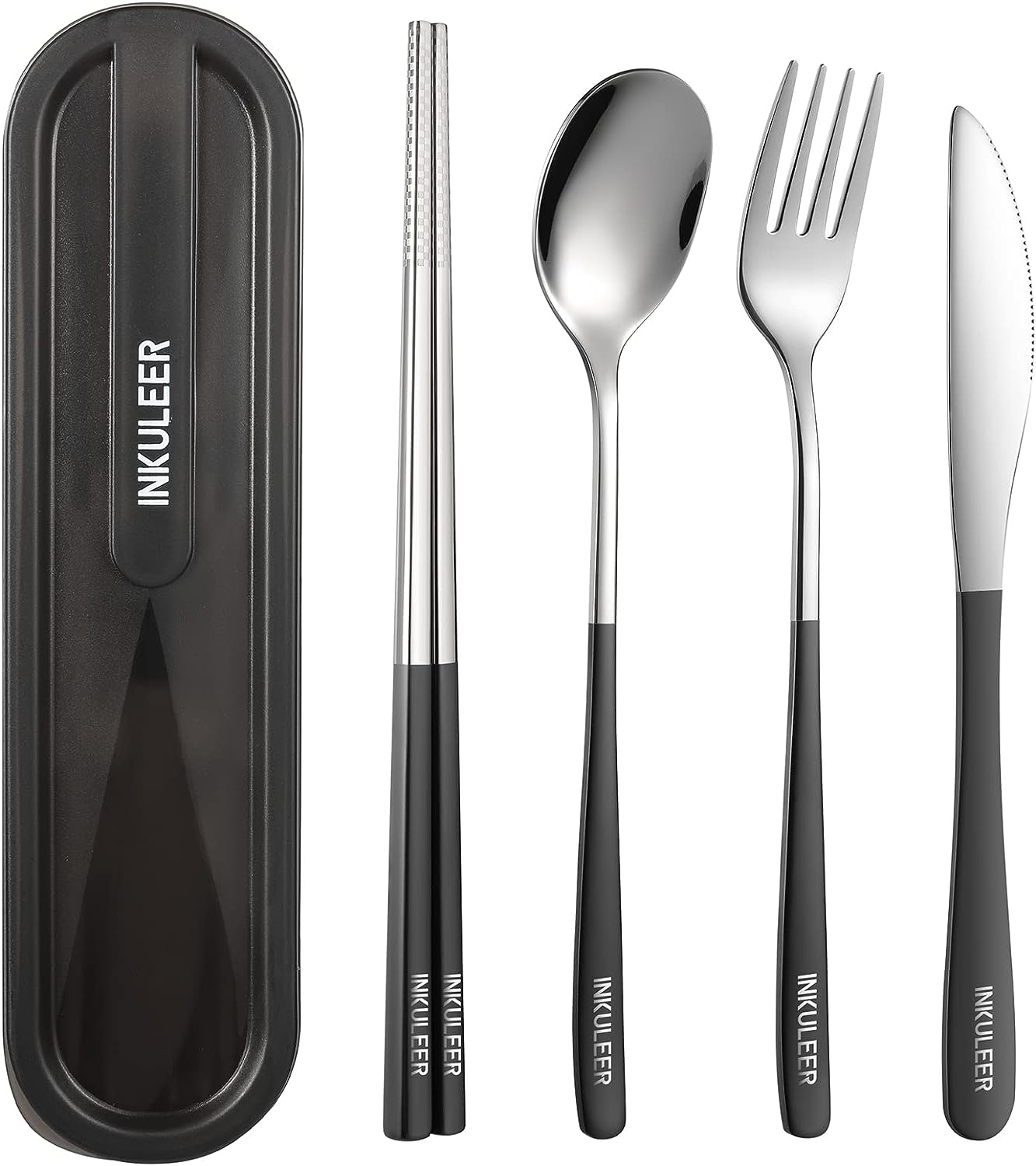 Travel cutlery set, Stainless Steel Cutlery, Reusable utensils set with case, Portable Silverware -18/8