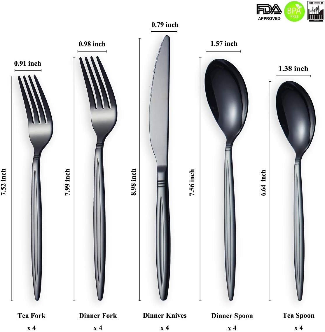 Flatware Set 20 Pieces, Stainless Steel Colorful Silverware Set, Cutlery Set, Utensil Set