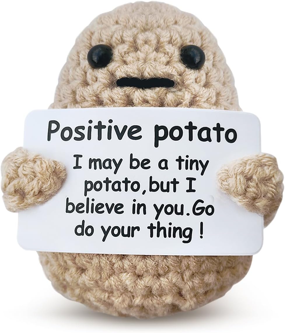 Mini Funny Positive Potato, Wool Funny Knitted Positive Potato, Positive Gifts, Funny Gifts, Positive Potato, Gifts for Daugther, Desk Accessories