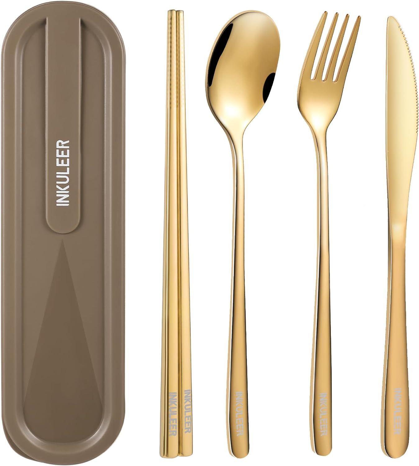 Travel cutlery set, Stainless Steel Cutlery, Reusable utensils set with case, Portable Silverware -18/8