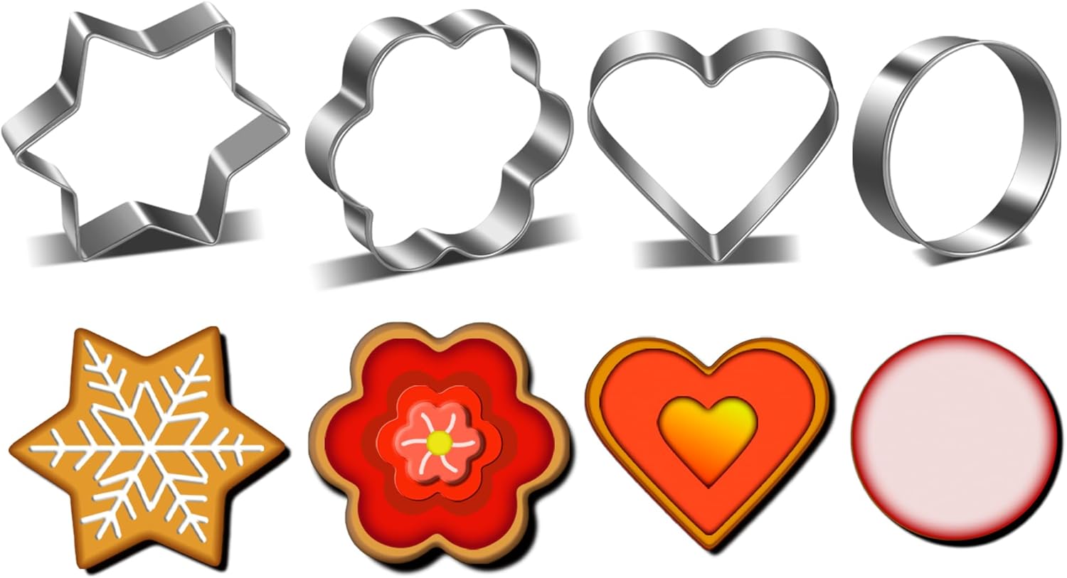 Metal Cookie Cutters Set, Star Cookie Cutter, Round Biscuit Cutter, Heart Cookie Cutters, Molds Cutter, Cookie Cutter, Biscuit Cutters