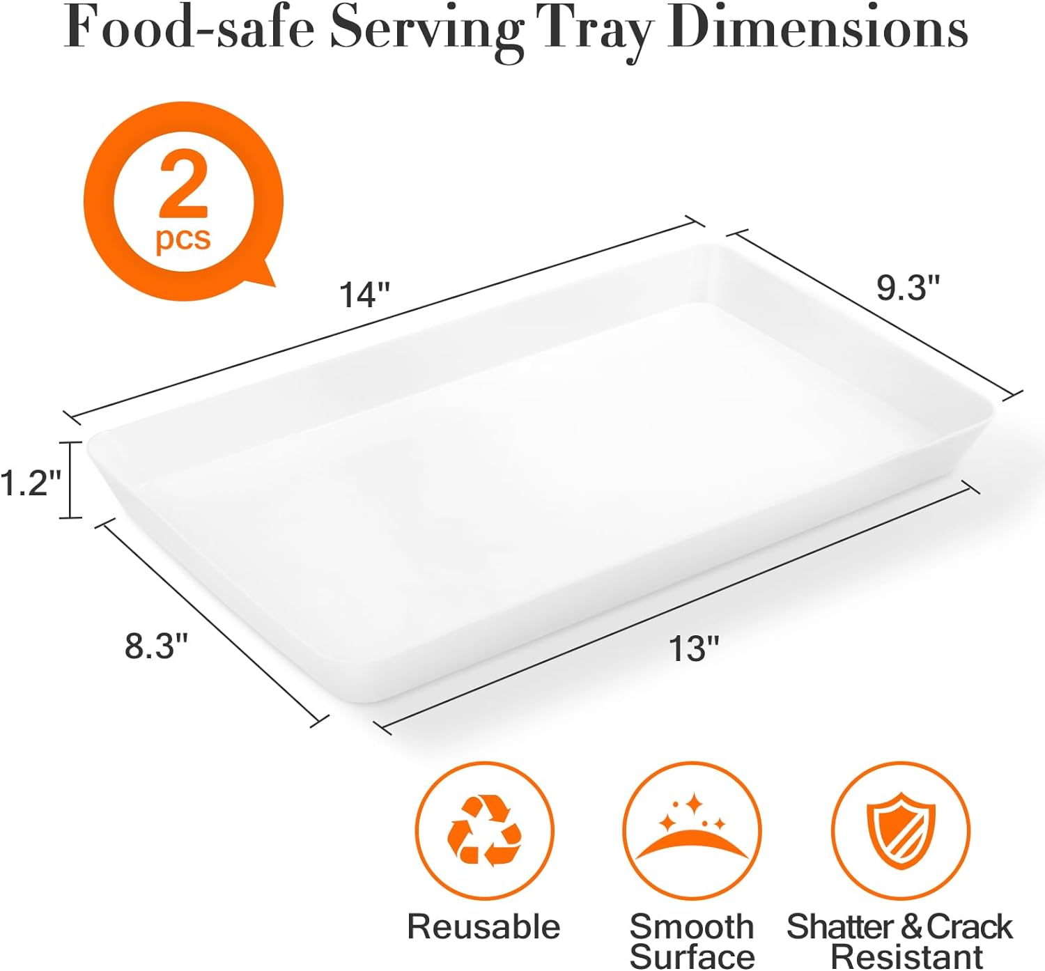 Serving Trays, Serving Platters, Plastic Trays - 4 Pcs