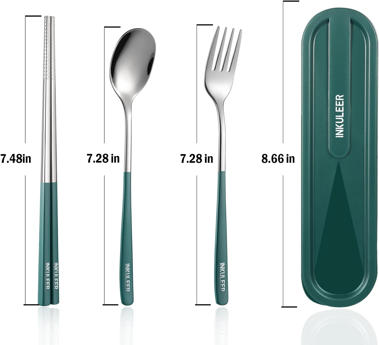 Travel cutlery set, Stainless Steel Cutlery, Reusable utensils set with case, Portable Silverware -18/8