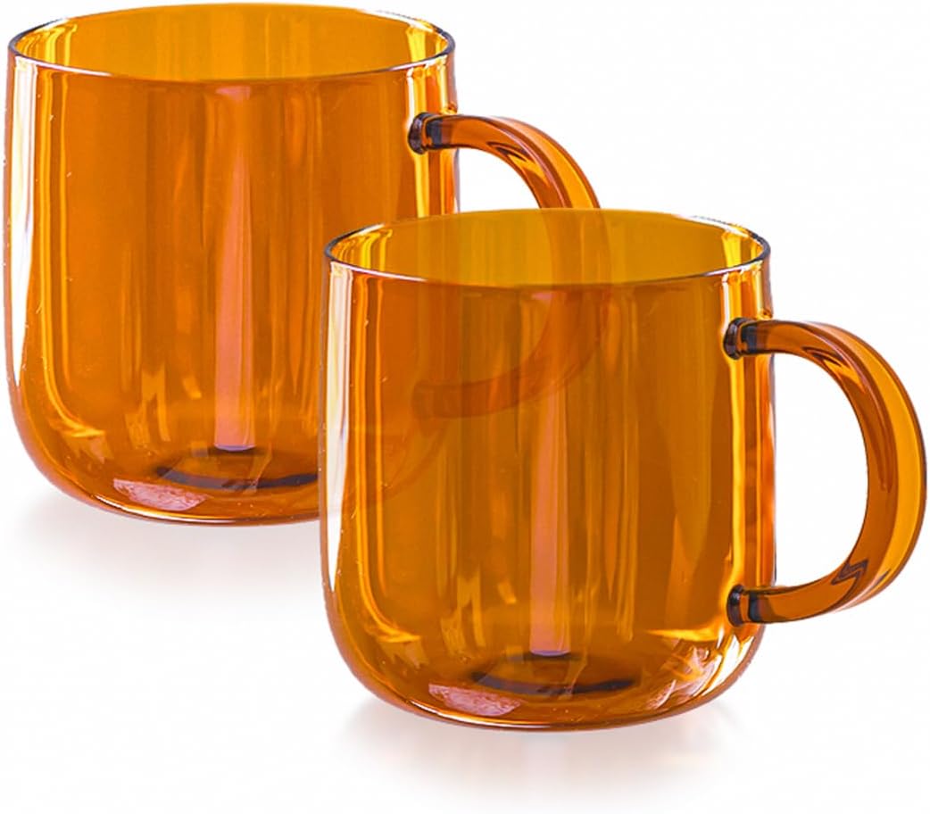 Glass Mugs, Coffee Mug, Coffee Mugs Set, Tea Mugs Set- 2 in 1 Pack