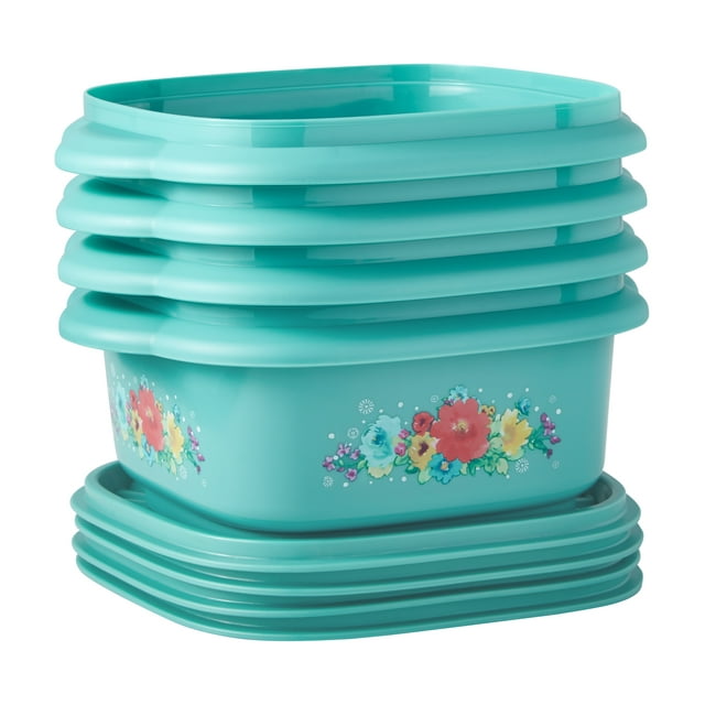 Plastic Food Storage Container Variety Set, Breezy Blossom 20 Piece