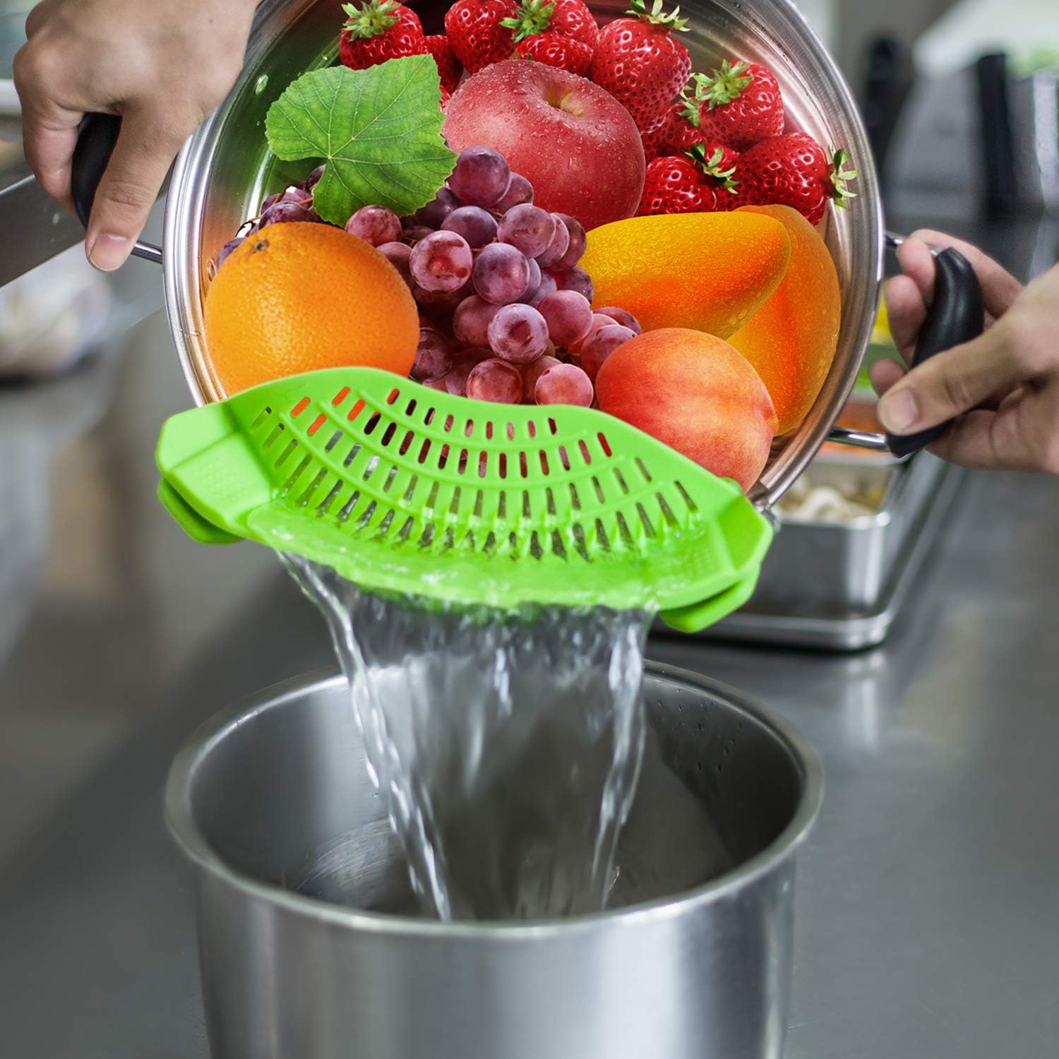 Clip On Silicone Strainer, Pasta Strainer, Clip on Food Strainer, Kitchen Strainer