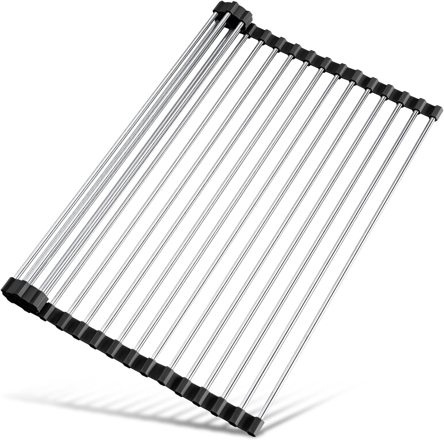 Roll-Up Dish Drying Rack, Silicone Edges, Foldable Kitchen Rack, Heat Resistant, Food Safe for Dishes, Cookware -Supports up to 70 lbs