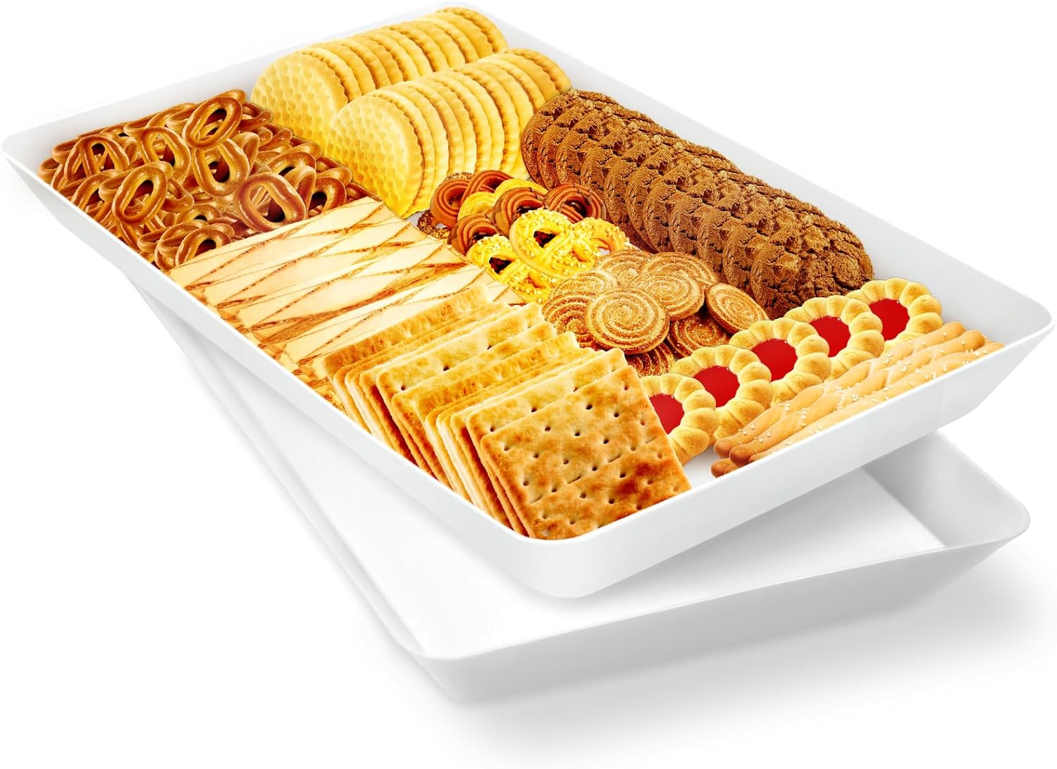 Serving Trays, Serving Platters, Plastic Trays - 4 Pcs