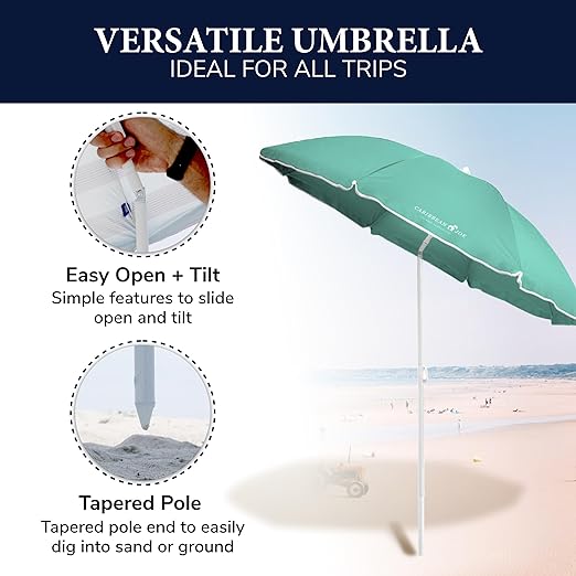 Beach Umbrella, Portable Outdoor Umbrella -Full 6 ft Arc