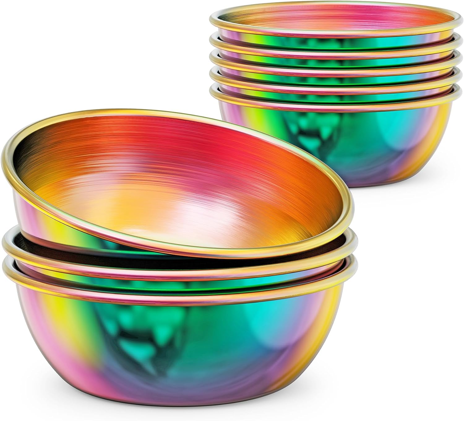 Rainbow Mini Sauce Dishes, Round Seasoning Bowls, Sushi Dipping Saucers, Small Appetizer Cups, Colorful -3.2oz (8 Pack)