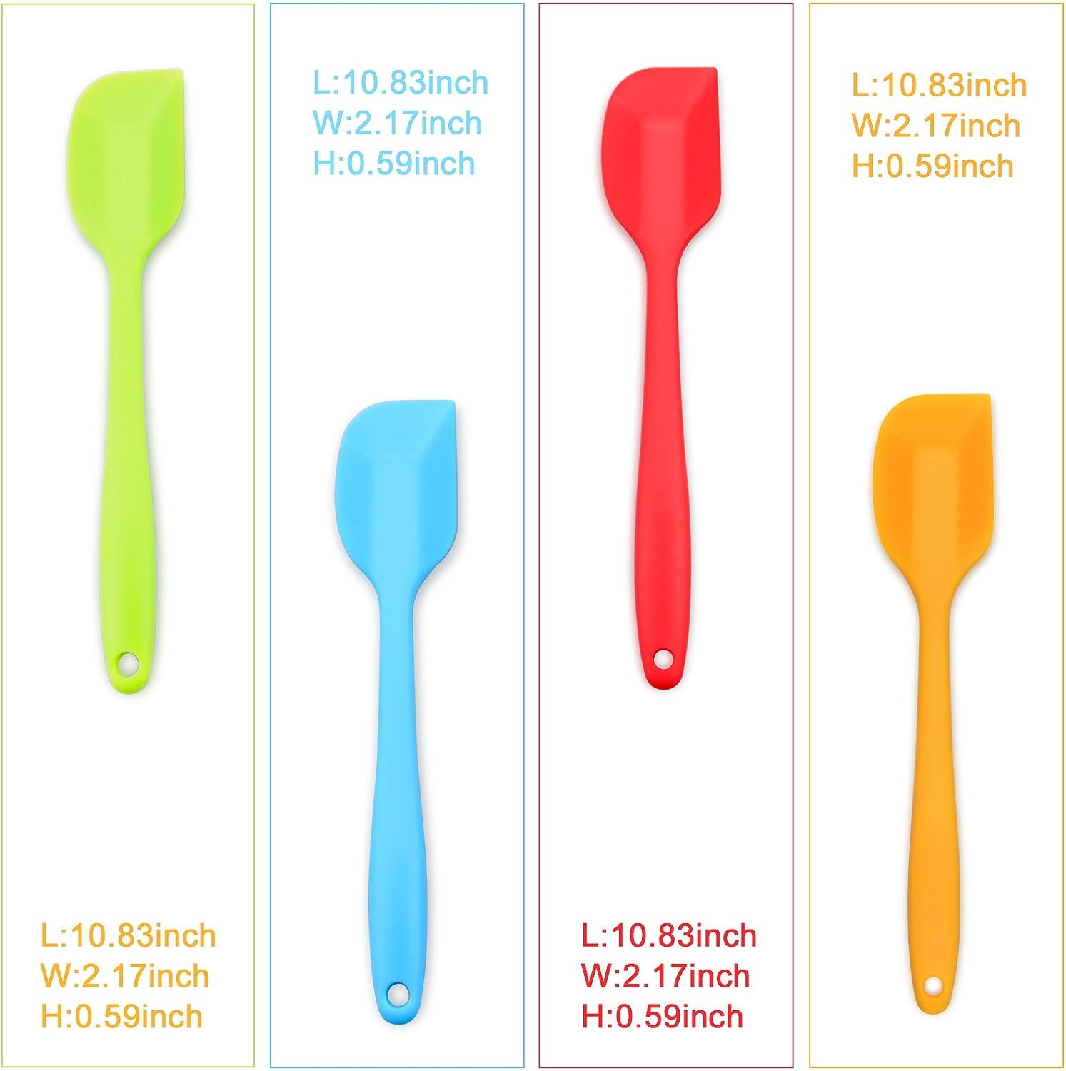 Silicone Spatula, Heat-Resistant Spatulas, Non-stick Rubber Spatulas with Stainless Steel Core -4-piece Set