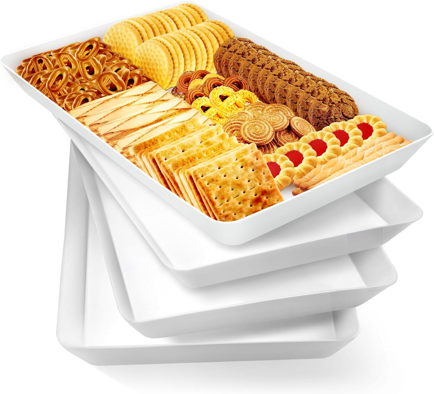 Serving Trays, Serving Platters, Plastic Trays - 4 Pcs