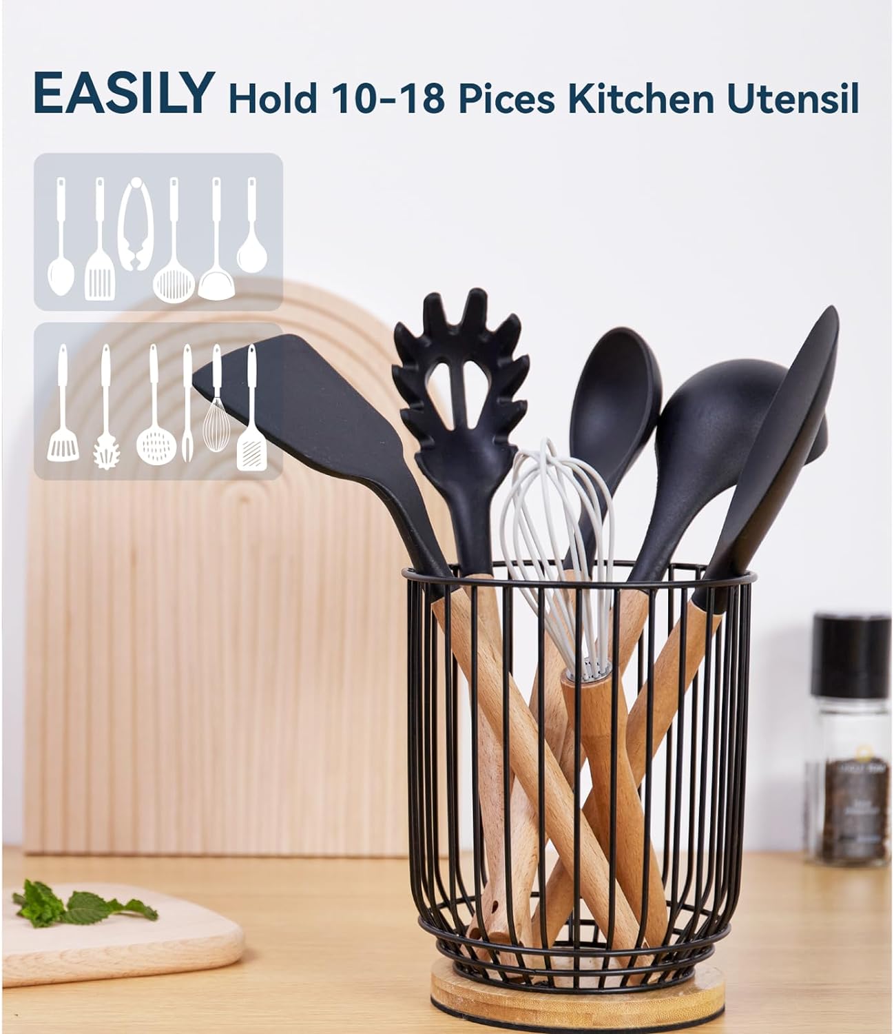 Utensil holder for Kitchen Counter, Cooking Utensil Holder, Utensil Organizer  -5.2