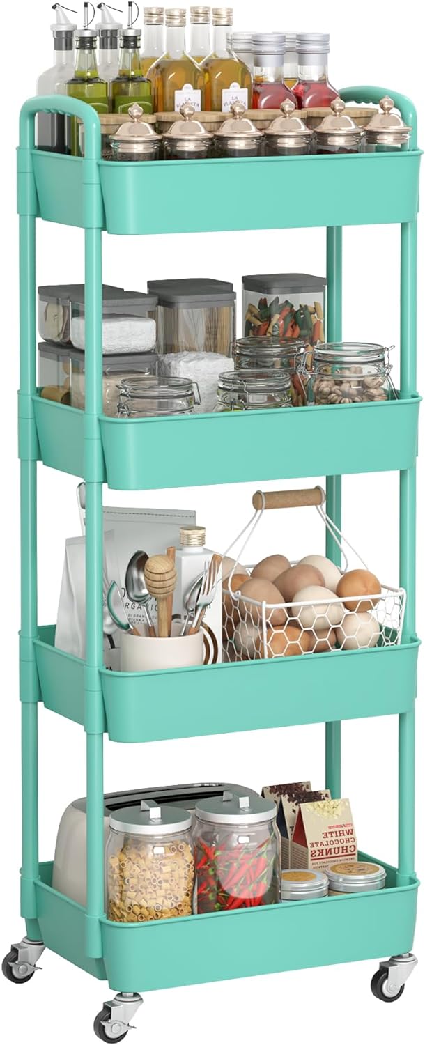 Plastic Rolling Utility Cart, Storage Trolley, Movable Storage Organizer, Storage Cart -3 Tier