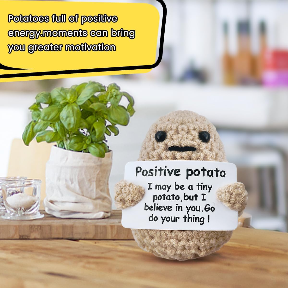 Mini Funny Positive Potato, Wool Funny Knitted Positive Potato, Positive Gifts, Funny Gifts, Positive Potato, Gifts for Daugther, Desk Accessories