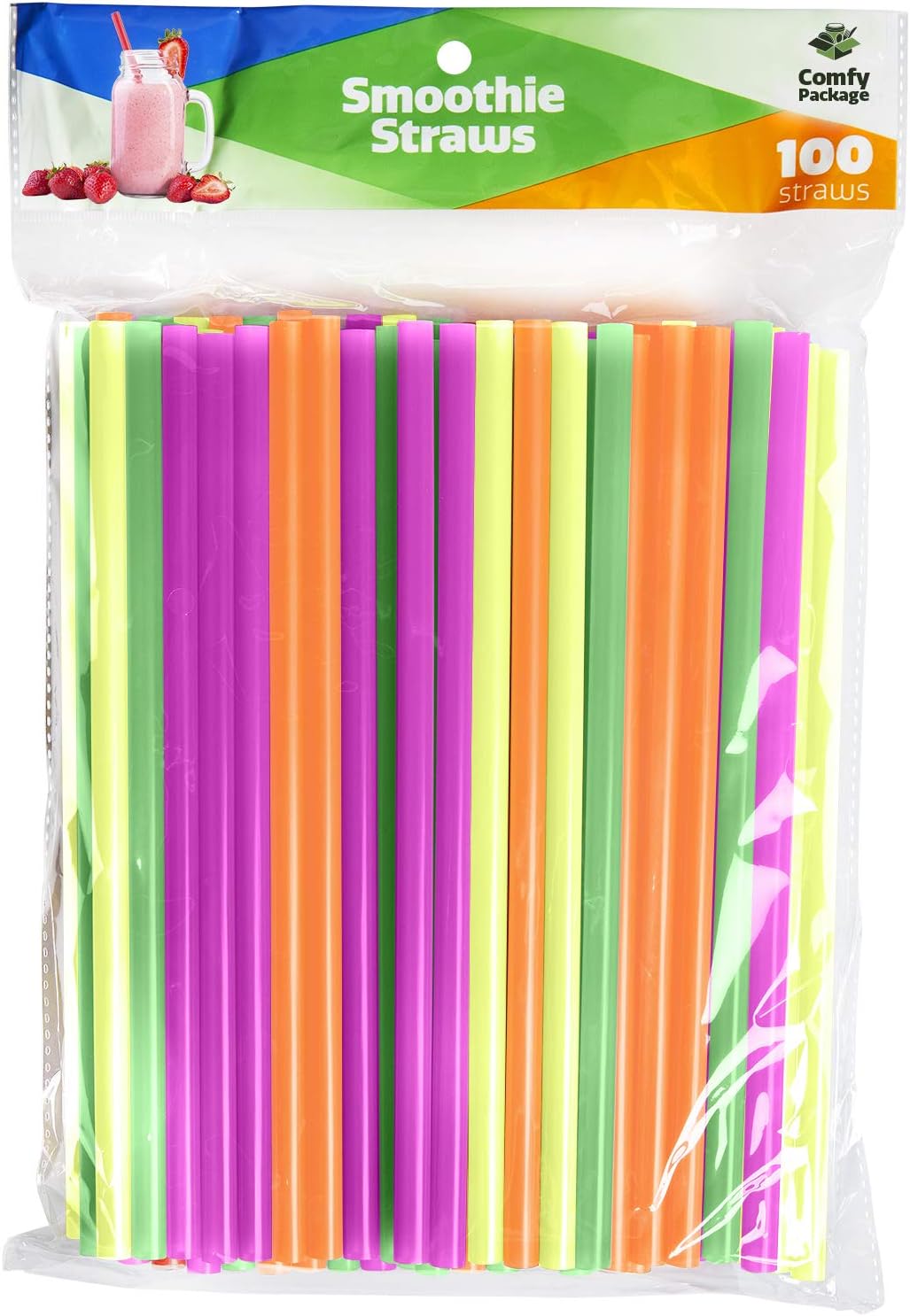 Plastic Smoothie Straws, Smoothie Straws, Disposible Straws, Straws -Pack of 100 (8.5