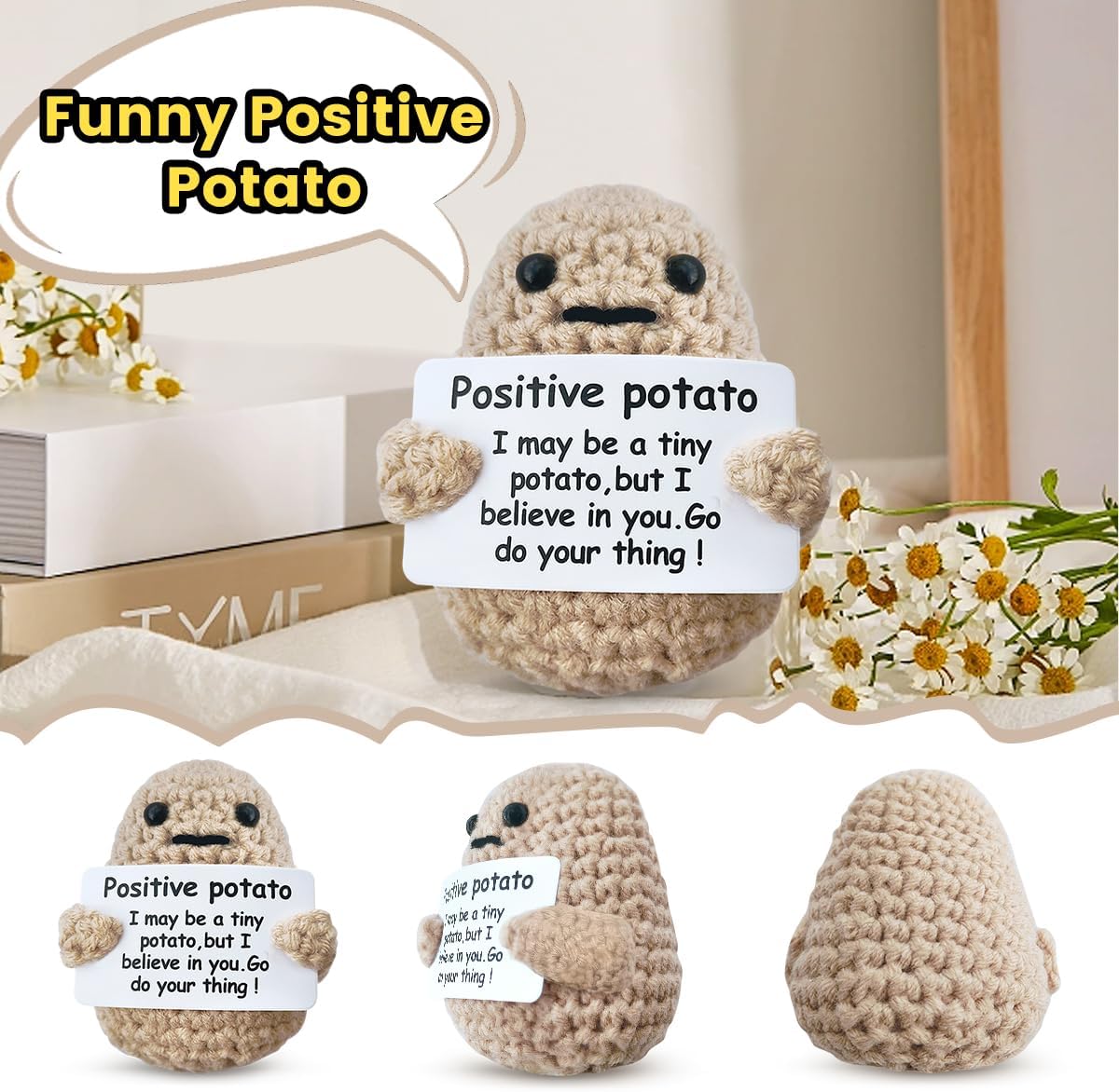 Mini Funny Positive Potato, Wool Funny Knitted Positive Potato, Positive Gifts, Funny Gifts, Positive Potato, Gifts for Daugther, Desk Accessories