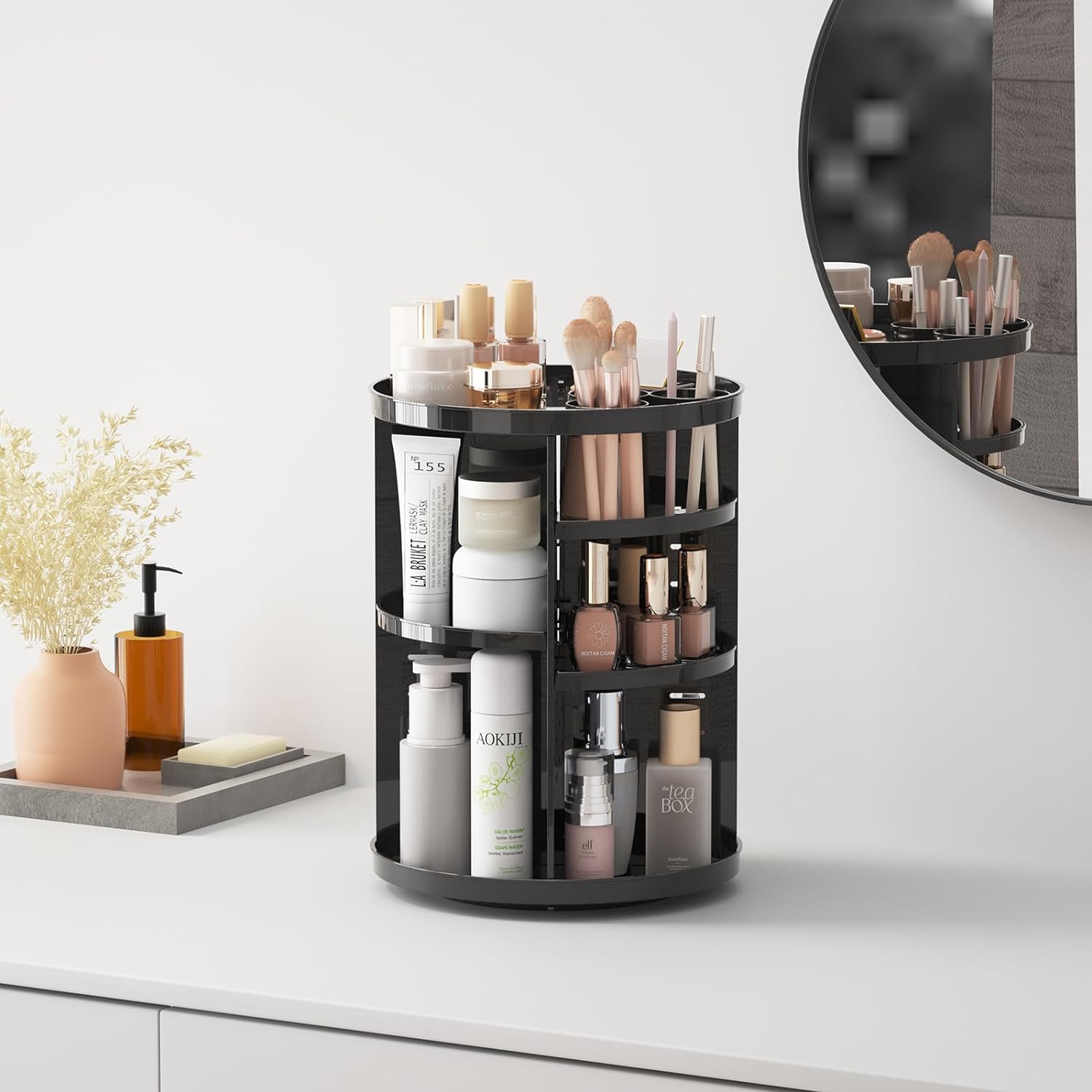 Rotating Makeup Organizer, Adjustable Layers Spinning Organizer, Cosmetic Display Case, Multi-Function Storage Carousel, Makeup Organizer, Makeup Holder, Makeup Stand