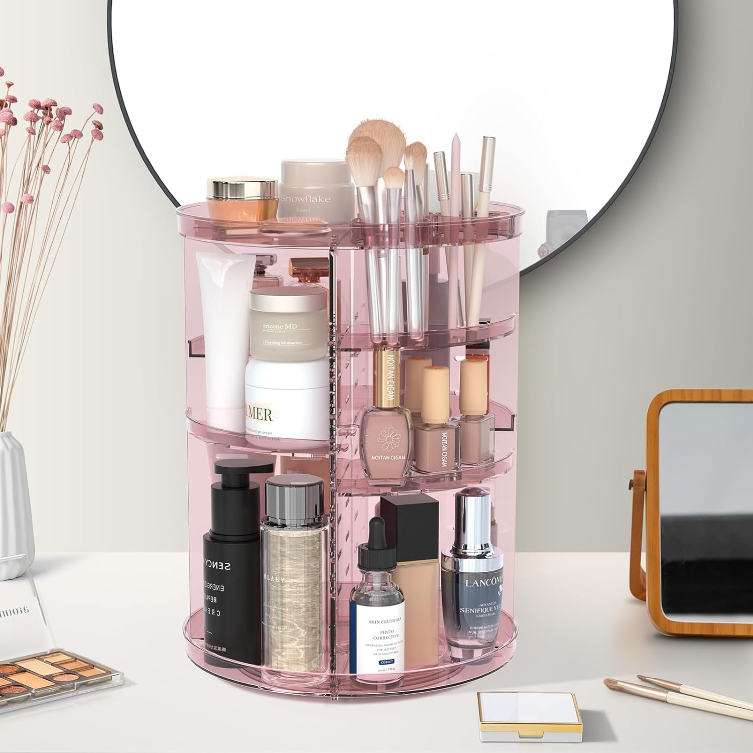 Rotating Makeup Organizer, Adjustable Layers Spinning Organizer, Cosmetic Display Case, Multi-Function Storage Carousel, Makeup Organizer, Makeup Holder, Makeup Stand