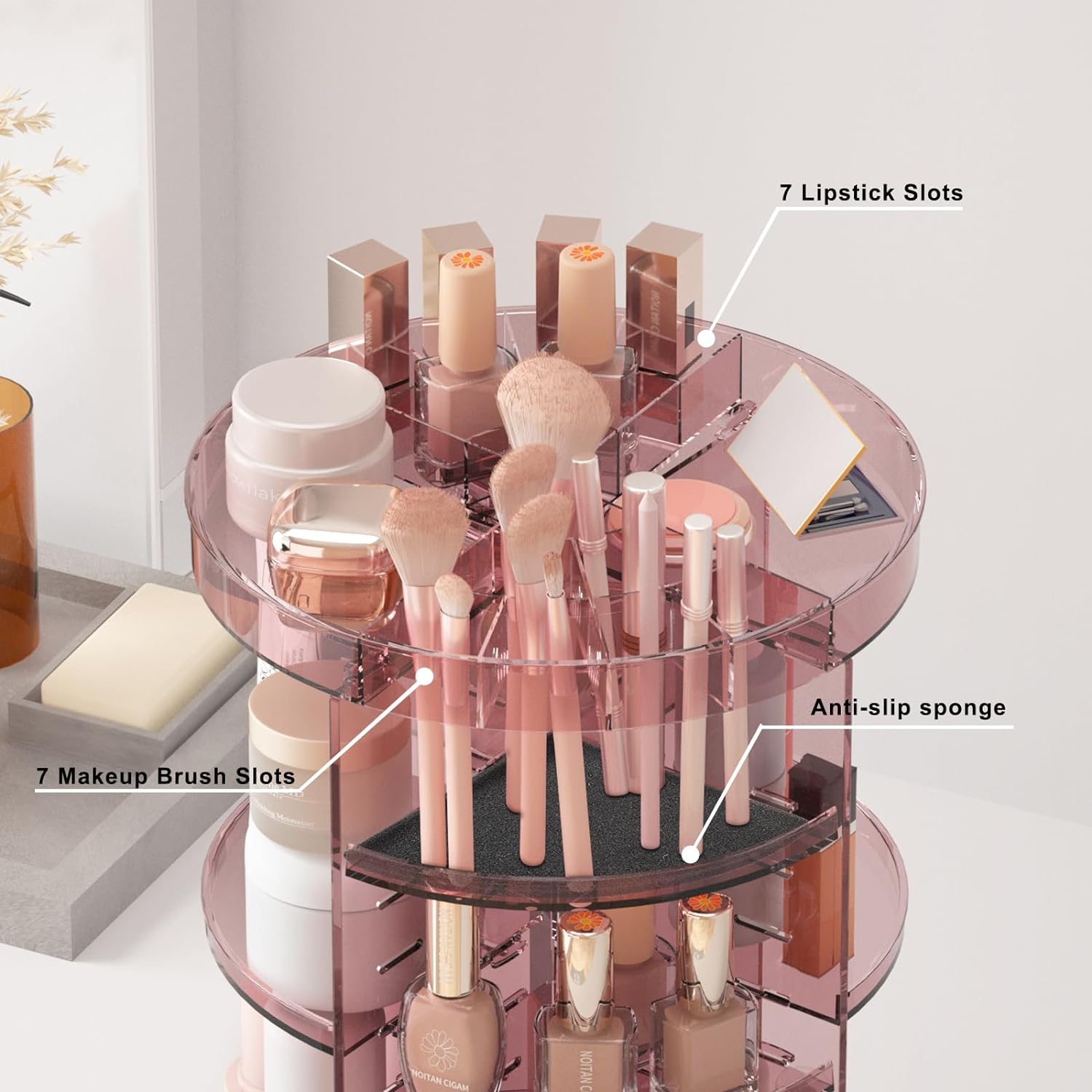 Rotating Makeup Organizer, Adjustable Layers Spinning Organizer, Cosmetic Display Case, Multi-Function Storage Carousel, Makeup Organizer, Makeup Holder, Makeup Stand