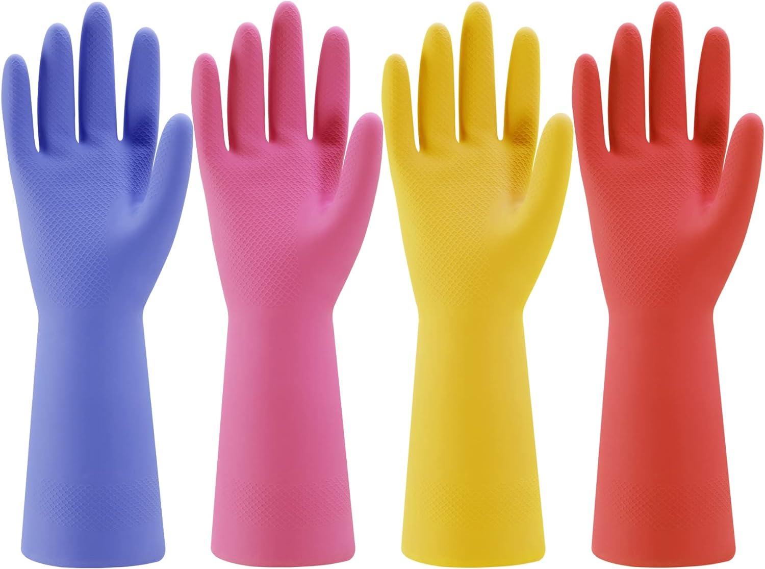 Rubber Kitchen Dishwashing Gloves, Colorful Reusable Household Cleaning Gloves for Washing Dishes and Cleaning Tasksv-4 Pairs