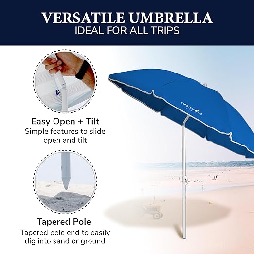 Beach Umbrella, Portable Outdoor Umbrella -Full 6 ft Arc