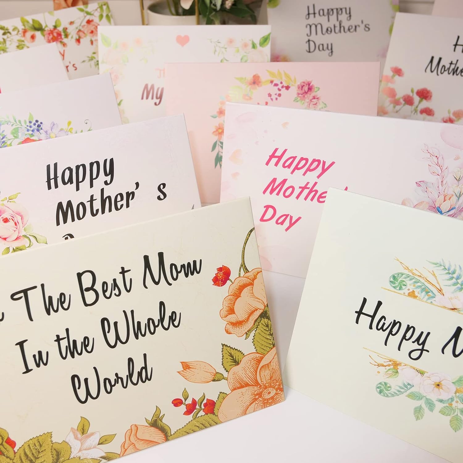 Happy Mothers day Cards, Floral Mother's Day Greeting Card, Note Cards with Envelopes -12 Assorted Designs