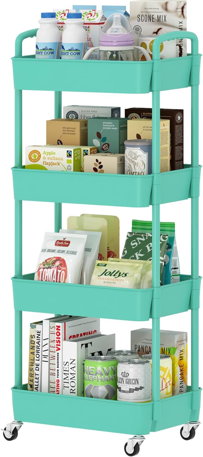 Plastic Rolling Utility Cart, Storage Trolley, Movable Storage Organizer, Storage Cart -3 Tier