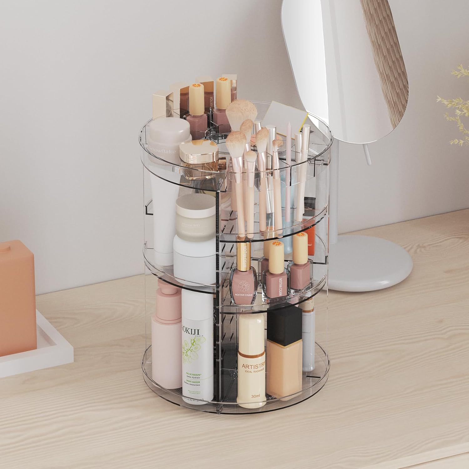 Rotating Makeup Organizer, Adjustable Layers Spinning Organizer, Cosmetic Display Case, Multi-Function Storage Carousel, Makeup Organizer, Makeup Holder, Makeup Stand