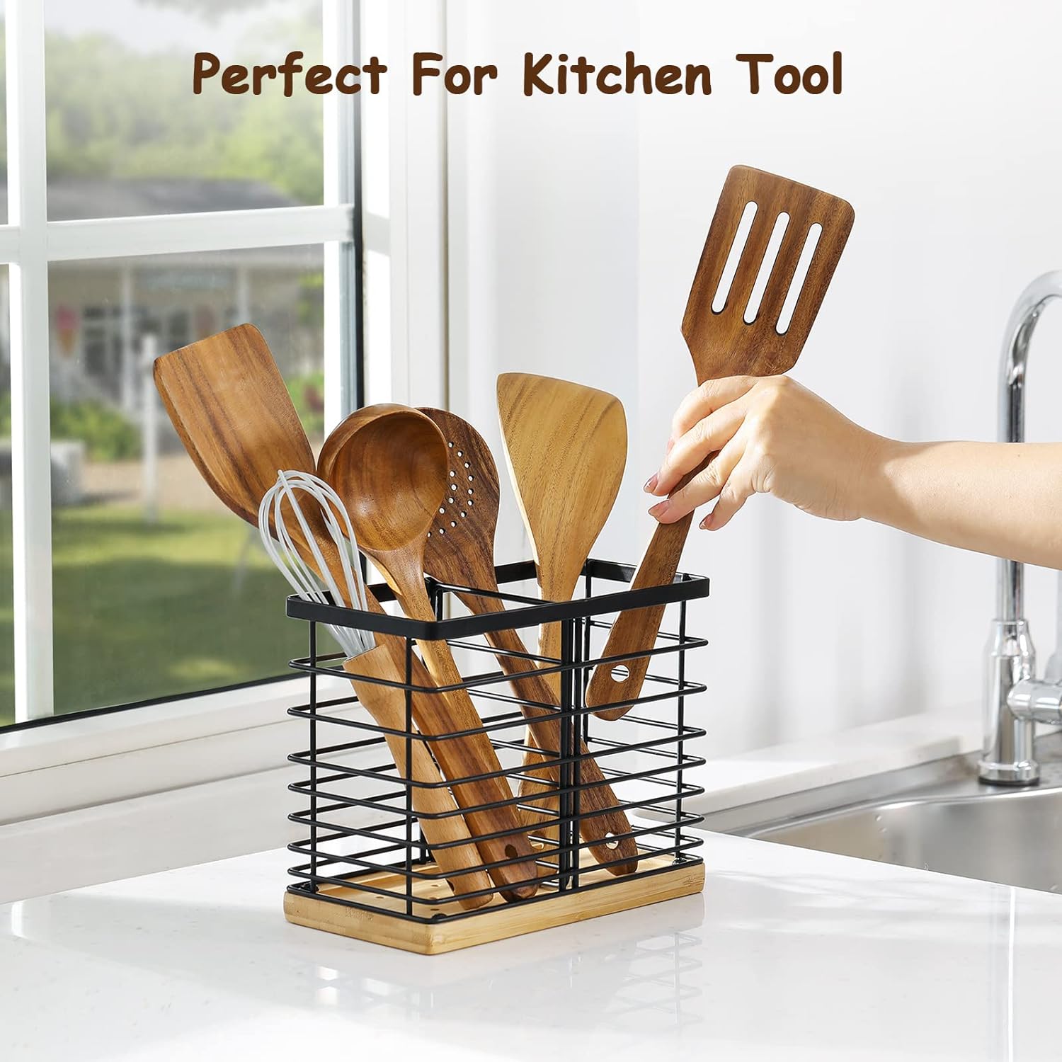 Utensil holder for Kitchen Counter, Cooking Utensil Holder, Utensil Organizer  -5.2