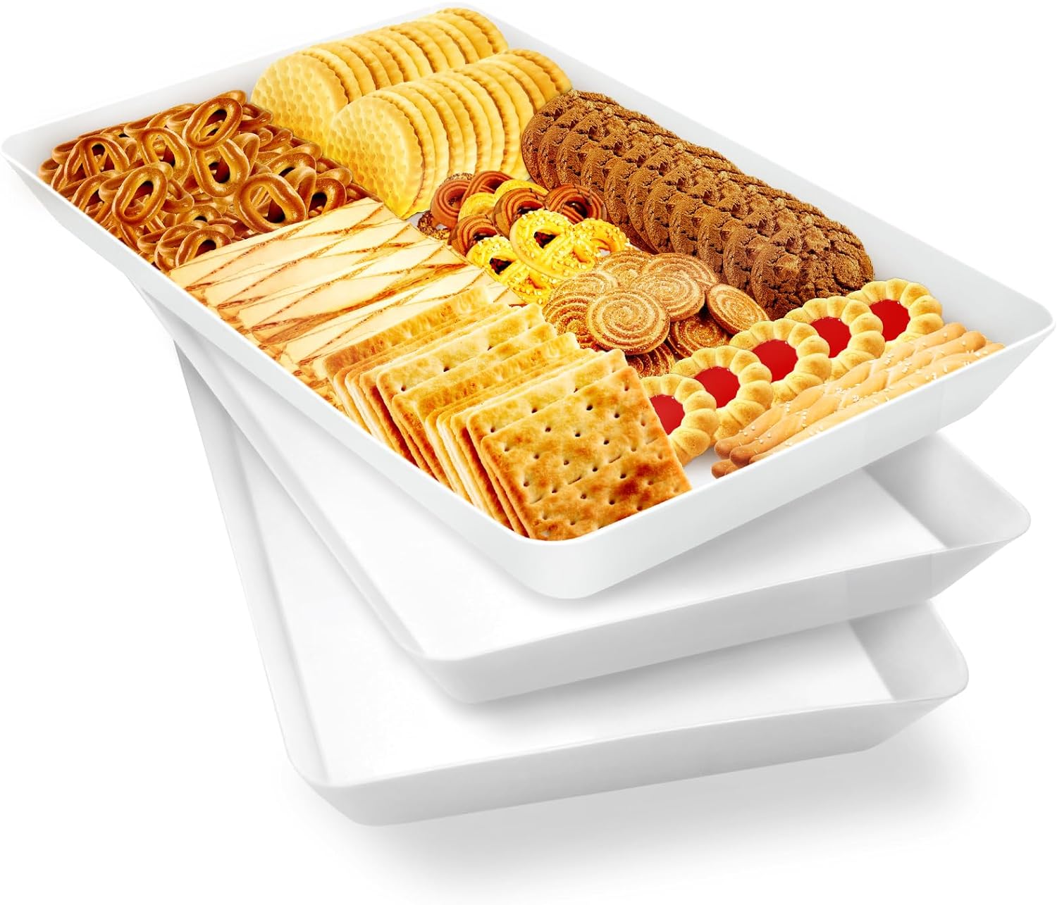 Serving Trays, Serving Platters, Plastic Trays - 4 Pcs