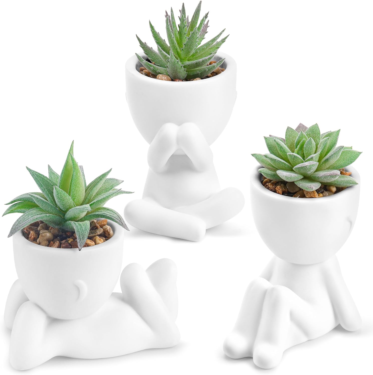 Succulents Plants Artificial, Faux Plants for Bathroom, Bedroom, Home, Room- 3pcs