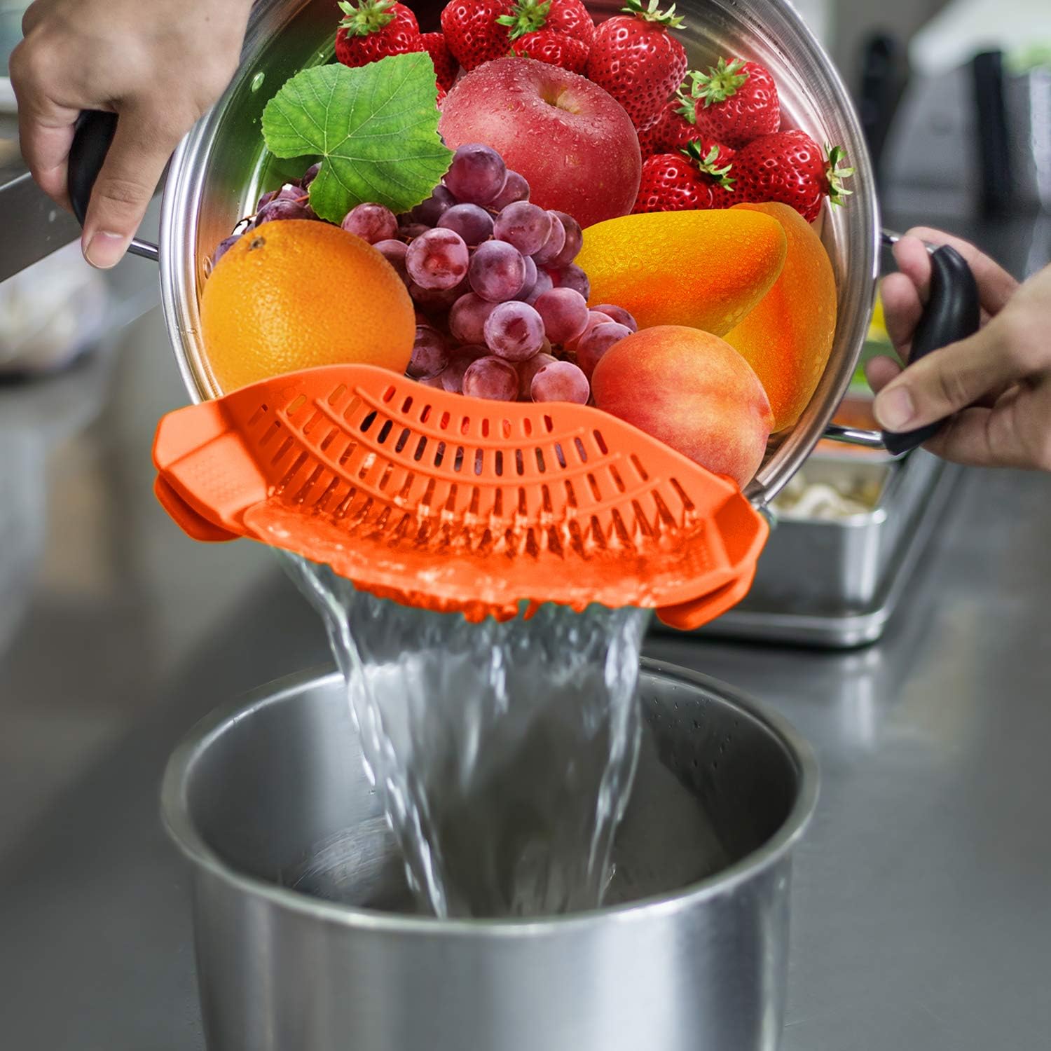 Clip On Silicone Strainer, Pasta Strainer, Clip on Food Strainer, Kitchen Strainer