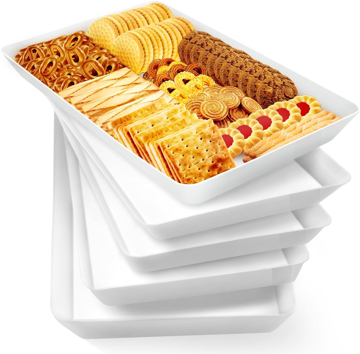 Serving Trays, Serving Platters, Plastic Trays - 4 Pcs