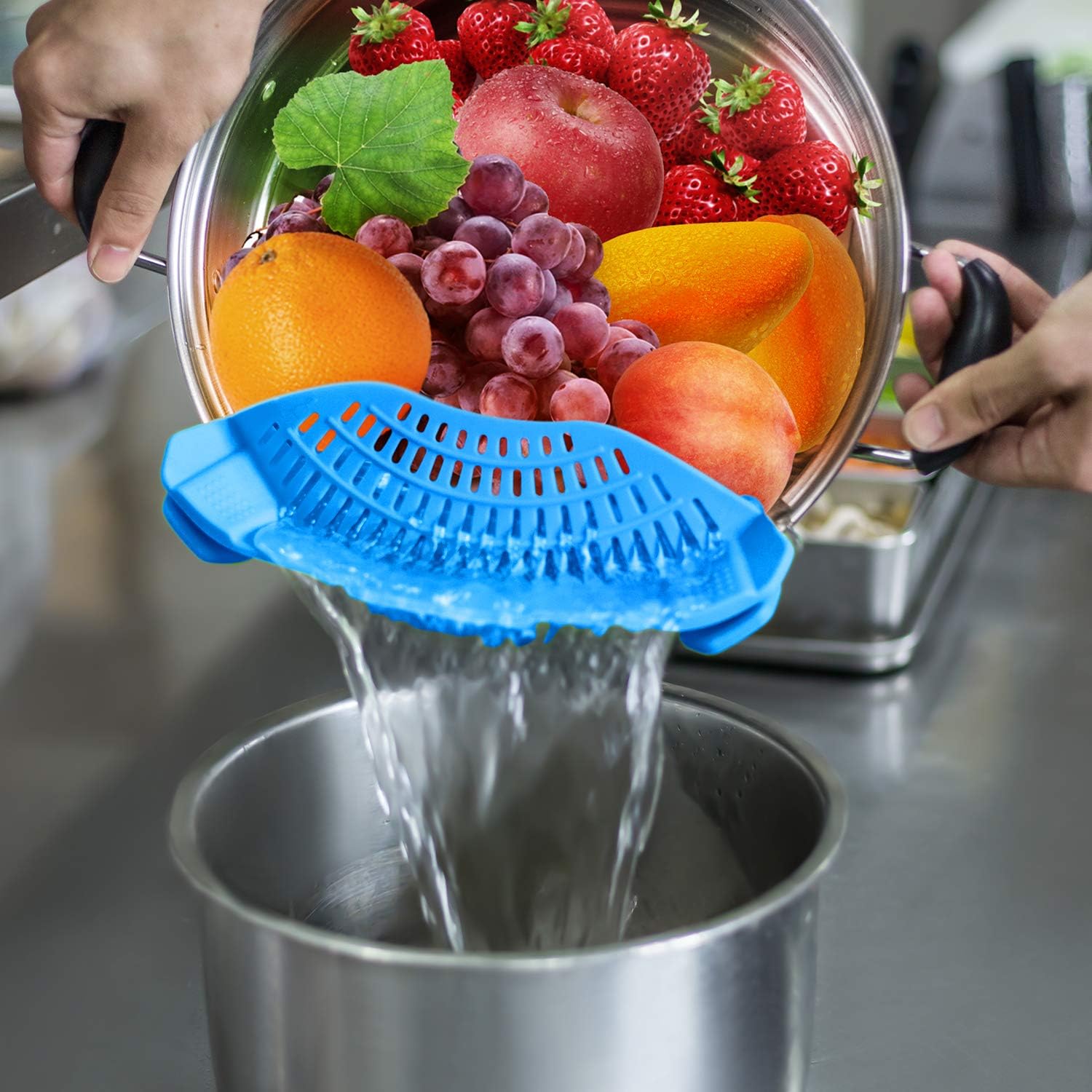 Clip On Silicone Strainer, Pasta Strainer, Clip on Food Strainer, Kitchen Strainer