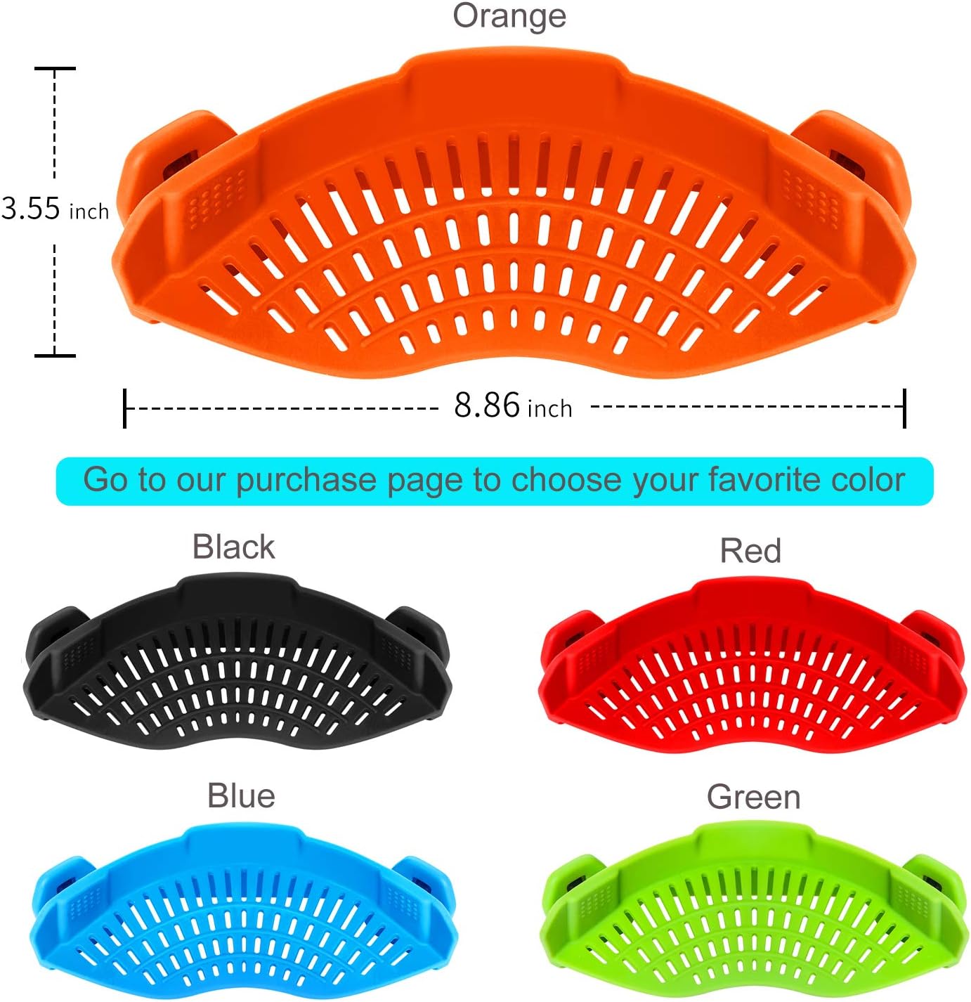 Clip On Silicone Strainer, Pasta Strainer, Clip on Food Strainer, Kitchen Strainer